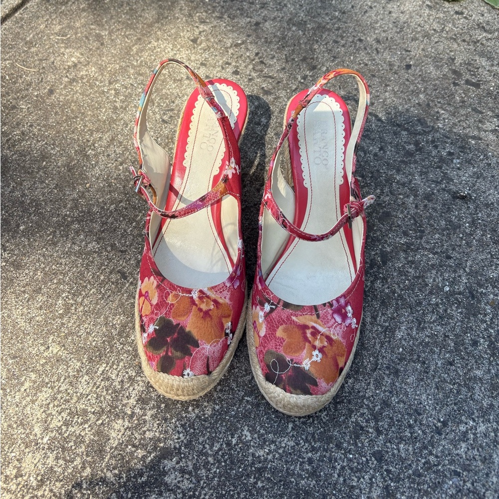 Franco Sarto Red Floral Espadrille Slingbacks